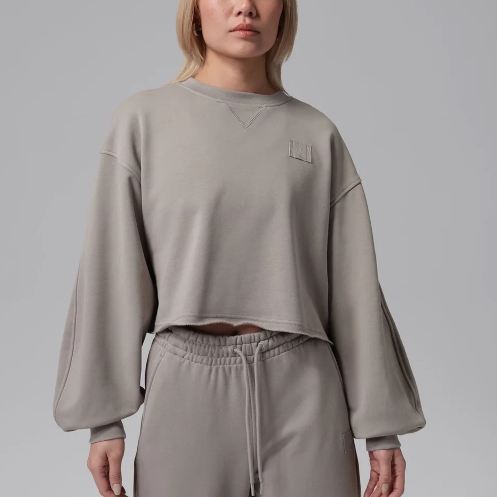 NWT Womens Jordan Flight Fleece Mod-Crop Sweatshirt 'Enigma Stone’, Size M